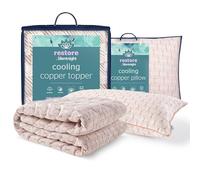 Silentnight Restore Cooling Copper Pillow & Mattress Topper - Temperature Regulating Ideal to Relieve Night Sweats & Hot Flushes - Breathable & Antibacterial Fresh Bed - Single