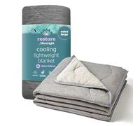Silentnight Restore Cooling Lightweight Blanket - Comfortable Breathable Cool Feeling for Night Sweats Hot Flushes Menopause - Summer Throw for Sofa & Bed Prevents Overheating Fabric, XL, Grey