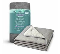 Silentnight Restore Cooling Lightweight Blanket - Comfortable Breathable Cool Feeling for Night Sweats Hot Flushes Menopause - Summer Throw for Sofa & Bed Prevents Overheating Fabric, XL, Grey