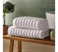 Silentnight Ribbed Cotton 2x Bath Sheet - Luxuriously Soft & Super Absorbent Deep Thick Pile Towel - 100% Cotton BCI - Textured Dense Ribbed Bath Sheet - 160 x 90cm, Machine Washable, White, 2 Pack