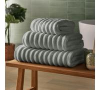 Silentnight Ribbed Cotton Bath Towel - Luxuriously Soft & Super Absorbent Deep Thick Pile Towel - 100% Cotton BCI - Textured Dense Ribbed Bath Towel - 130 x 70cm - Machine Washable, Grey