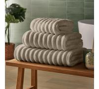 Silentnight Ribbed Cotton Hand Towel - Luxuriously Soft & Super Absorbent Deep Thick Pile Towel - 100% Cotton BCI - Textured Dense Ribbed Hand Towel - 90 x 50cm - Machine Washable, Natural