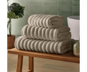 Silentnight Ribbed Cotton Towels 6 Pack Set - Hand Towels, Bath Towels, Bath Sheets - Luxuriously Soft & Super Absorbent Deep Pile Textured Towel - 100% Cotton BCI - Machine Washable, Natural