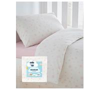 Silentnight Safe Nights Cot Bed Duvet Set - Breathable 100% Cotton Jersey - Super Soft Kind to Skin - Duvet Cover & Pillowcase for Toodler Child Junior Quilt - 150x120cm - Hypoallergenic, Pink Stars