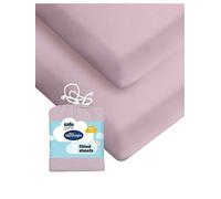 Silentnight Safe Nights Fitted Sheet - Cot Bed Mattress - Breathable 100% Cotton Jersey - Super Soft Kind to Baby Skin - 140x70cm - Secure Fit with Elasticated Corners - 2 Pack, Pink