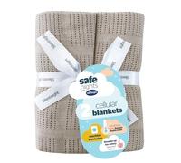 Silentnight Safe Nights Baby Blanket - Pack of 2 Soft 100% Cotton Cellular Baby Blanket for Newborn Ideal for Cot, Crib, Moses Basket and Pram - Baby Essentials - 2 Pack - Grey
