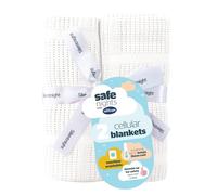 Silentnight Safe Nights Baby Blanket - Pack of 2 Soft 100% Cotton Cellular Baby Blanket for Newborn Ideal for Cot, Crib, Moses Basket and Pram - Baby Essentials - 2 Pack - White