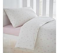 Silentnight Safe Nights Cot Bed Duvet Set - Breathable 100% Cotton Jersey - Super Soft Kind to Skin - Duvet Cover & Pillowcase for Toodler Child Junior Quilt - 150x120cm - Hypoallergenic, Pink Stars