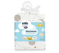 Silentnight Safe Nights Cot Bed Fitted Sheet - Soft Breathable 100% Jersey Cotton - Comfy Mattress Cover Bedside Compatible - Elasticated Corners & Machine Washable - 2 Pack, 140x70x12cm, Celestial