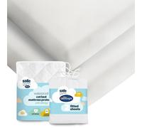Silentnight Safe Nights Cot Bed Waterproof Mattress Protector & Fitted Sheet - Children Kids Baby Nursery Bed Pad Protection Against Spillages - 100%
