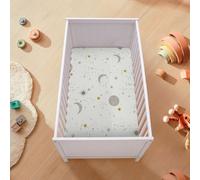 Silentnight Safe Nights Cot Size Fitted Sheets Set 100% Jersey Cotton Bedside Compatible Pack of Two Celestial Easy Care Super Soft Cuddly for Baby with Storage Bag, 60 x 120 x 12cm, Celestial