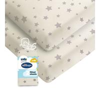 Silentnight Safe Nights Crib Fitted Sheets Pure Cotton Soft Breathable Pack of 2
