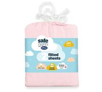 Silentnight Safe Nights Cot Bed Size Fitted Sheets Set 100 percentage Jersey Cotton Bedside Compatible Pack of Two Pink Easy Care Super Soft Cuddly for Baby with Storage Bag (120cm x60cm x 12cm)