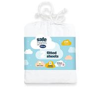 Silentnight Safe Nights Cot Bed Size Fitted Sheets Set 100% Jersey Cotton Bedside Compatible Pack of Two White Easy Care Super Soft Cuddly for Baby with Storage Bag (70cm x140cm x 12cm)