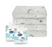 Silentnight Safe Nights Fitted Sheet, Cot Mattress, 120x60cm, 4 Pack, Celestial