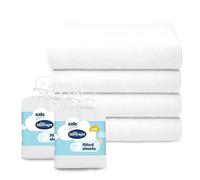 Silentnight Safe Nights Fitted Sheet - Cot Mattress - Breathable 100% Cotton Jersey - Super Soft Kind to Baby Skin - 120x60cm - Secure Fit with Elasticated Corners - 4 Pack, White