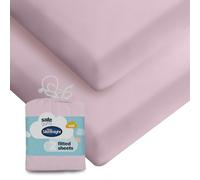 Silentnight Safe Nights Fitted Sheet - Cot Mattress - Breathable 100% Cotton Jersey - Super Soft Kind to Baby Skin - 120x60cm - Secure Fit with Elasticated Corners - 2 Pack, Pink