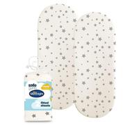 Silentnight Safe Nights Fitted Sheet - Moses Basket Mattress - Breathable 100% Cotton Jersey - Supe