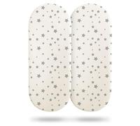 Silentnight Safe Nights Moses Basket Fitted Sheets Set 100% Jersey Cotton Bassinet Size Pack of Two Plain Grey Star Newborn Easy Care Super Soft for Baby with Storage Bag (28 cm x 75 cm x 9 cm)
