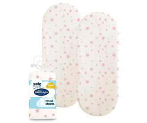 Silentnight Safe Nights Fitted Sheet - Moses Basket Mattress - Breathable 100% Cotton Jersey - Super Soft Kind to Baby Skin - 74x27cm - Secure Fit
