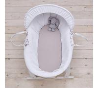 Silentnight Safe Nights Fitted Sheet - Moses Basket Mattress - Breathable 100% Cotton Jersey - Super Soft Kind to Baby Skin - 74x27cm - Secure Fit with Elasticated Corners - 2 Pack, Grey