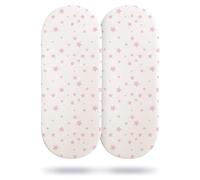 Silentnight Safe Nights Moses Basket Fitted Sheets Set 100% Jersey Cotton Bassinet Size Pack of Two Plain Pink Star Newborn Easy Care Super Soft for Baby with Storage Bag (28cm x 75cm x 9cm)