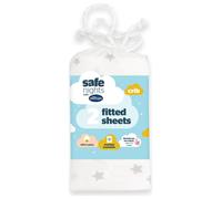 Silentnight Safe Nights Fitted Sheet - Crib Mattress - Breathable 100% Cotton Jersey - Super Soft Kind to Baby Skin - 90x40cm - Secure Fit with Elasticated Corners - 2 Pack, Grey Stars