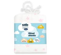 Silentnight Safe Nights Fitted Sheet - Cot Mattress - Breathable 100% Cotton Jersey - Super Soft Kind to Baby Skin - 120x60cm - Secure Fit with Elasticated Corners - 2 Pack, Grey Stars