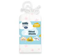 Silentnight Safe Nights Fitted Sheet - Moses Basket Mattress - Breathable 100% Cotton Jersey - Super Soft Kind to Baby Skin - 74x27cm - Secure Fit with Elasticated Corners - 2 Pack, Pink Stars
