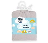 Silentnight Safe Nights Pack of 2 Cot 100% Cotton Fitted Sheets Grey