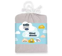 Silentnight Safe Nights Pack of 2 Cot Bed 100% Cotton Fitted Sheets Grey