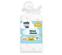 Silentnight Safe Nights Pack of 2 Star Moses Basket 100% Cotton Fitted Sheets Pink