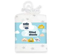 Silentnight Safe Nights Pack of 2 Star Print Cot 100% Cotton Fitted Sheets Grey