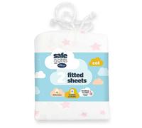Silentnight Safe Nights Pack of 2 Star Print Cot 100% Cotton Fitted Sheets Pink