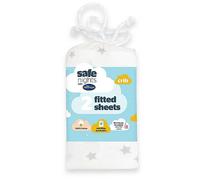 Silentnight Safe Nights Pack of 2 Star Print Crib 100% Cotton Fitted Sheets Grey