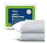 Silentnight Sink-In Anti Allergy Memory Foam Shell Pillow - Filled with Springy Bounceback Fibres for Comfort Support - Ideal for Allergy and Asthma Sufferers - Embossed Cover, Hypoallergenic, 2 Pack