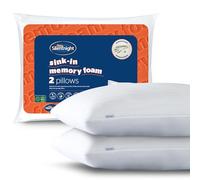 Silentnight Sink-In Memory Foam Shell Pillow - Filled with Springy Bounceback Fibres for Support and Comfort - Ideal for Back and Side Sleepers - Soft Touch Embossed Cover, Hypoallergenic, 2 Pack