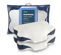 Silentnight Sleep Therapy Neck Pillow Pair - Orthopaedic Support Pillow for Shoulder and Neck Pain Relief for Back Front Side Sleepers with Memory Foam Base, Air Mesh Sides and Adjustable Fill, 2 Pack
