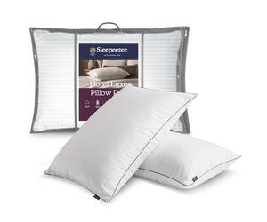 Silentnight Sleepeezee Hotel Luxe Pillow Pair - Generously Filled with Anti-Allergy Fibres - Head & Neck Lasting Support - Silky Soft Cover - Hotel Comfort & Luxury Sleep - Machine Washable, 2 Pack