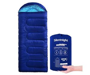 Silentnight Sleeping Bag for Adults - 3 Season Lightweight Soft Thick Cosy Warm Mummy Sleeping Bag for Spring Summer Camping Hiking Outdoor Travel for Warm and Cold Weather - Blue