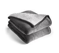 Silentnight Snugsie Giant Blanket - Fleece Throw Plush Blanket Super-Sized with Warm Sherpa Fleece Inside Reversible for Whole Family Sofa Couch Bed - 240 x 180cm - Charcoal Grey