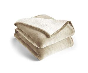 Silentnight Snugsie Giant Blanket - Fleece Throw Plush Blanket Super-Sized with Warm Sherpa Fleece Inside Reversible for Whole Family Sofa Couch Bed - 240 x 180cm - Stone