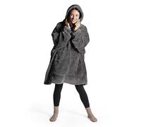 Silentnight Snugsie Oversized Charcoal Glitter Fleece Hoodie Silver