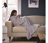Silentnight Snugsie Wearable Blanket - Soft Teddy Fleece Blanket with Sleeves - 2-in-1 Sleeved blanket and Cushion - Supersized with Foot Pocket