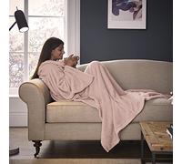Silentnight Snugsie Wearable Blanket - Soft Teddy Fleece Blanket with Sleeves - 2-in-1 Sleeved blanket and Cushion - Supersized with Foot Pocket , 153 x 203cm