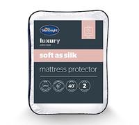 Silentnight Soft as Silk Mattress Protector - Luxury 30cm Deep Fitted Mattress Pad Cover Topper with Silky Fibres for Comfort - Hypoallergenic and Machine Washable - King Size 200x150cm, White