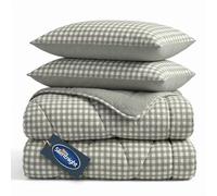 Silentnight Summer Breeze Coverless 2.5 Tog Duvet, Sage Gingham, King | Seersucker, Summer Lightweight, Reversible, Includes Matching Pillowcase, Machine Washable