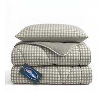 Silentnight Summer Breeze Coverless 4.5 Tog Duvet, Sage Gingham, Single | Seersucker, Summer Lightweight, Reversible, Includes Matching Pillowcase, Machine Washable