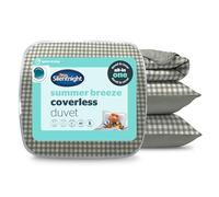 Silentnight Summer Breeze Coverless Duvet - Gingham Print 2.5 Tog Summer Lightweight Single Duvet Quilt Reversible - Includes Matching Pillowcase - Machine Washable - Sage Gingham - Single