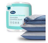 Silentnight Summer Breeze Coverless Duvet - Seersucker 2.5 Tog Summer Lightweight Double Duvet Quilt Reversible - Includes Matching Pillowcase - Mach